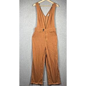 Anthropologie Pilcro Jumpsuit Womens 29 Deep V Sleeveless Boho Overalls Wide Leg